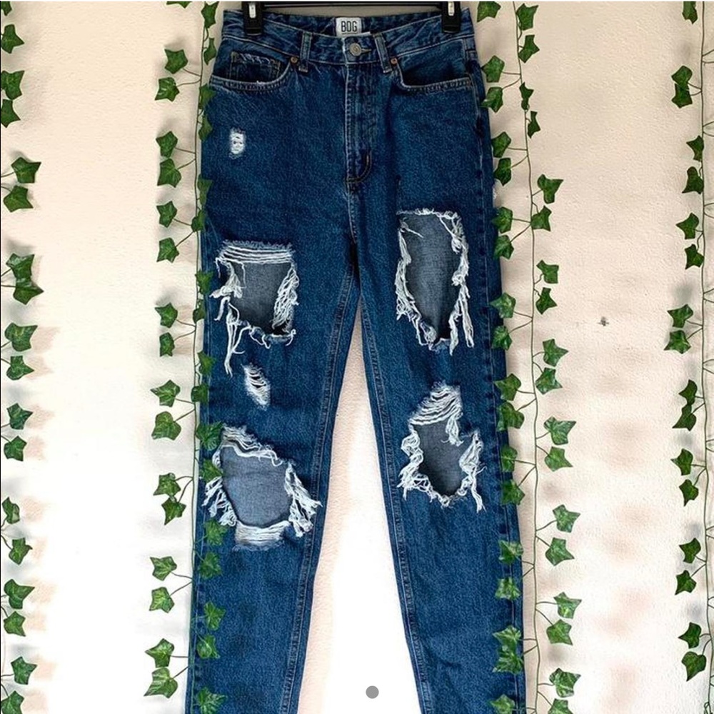 high waisted ripped mom jeans